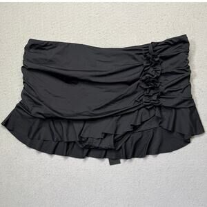 La Blanca Women's Island Goddess Ruffled Skirt Swim Bottoms Black 12 $89